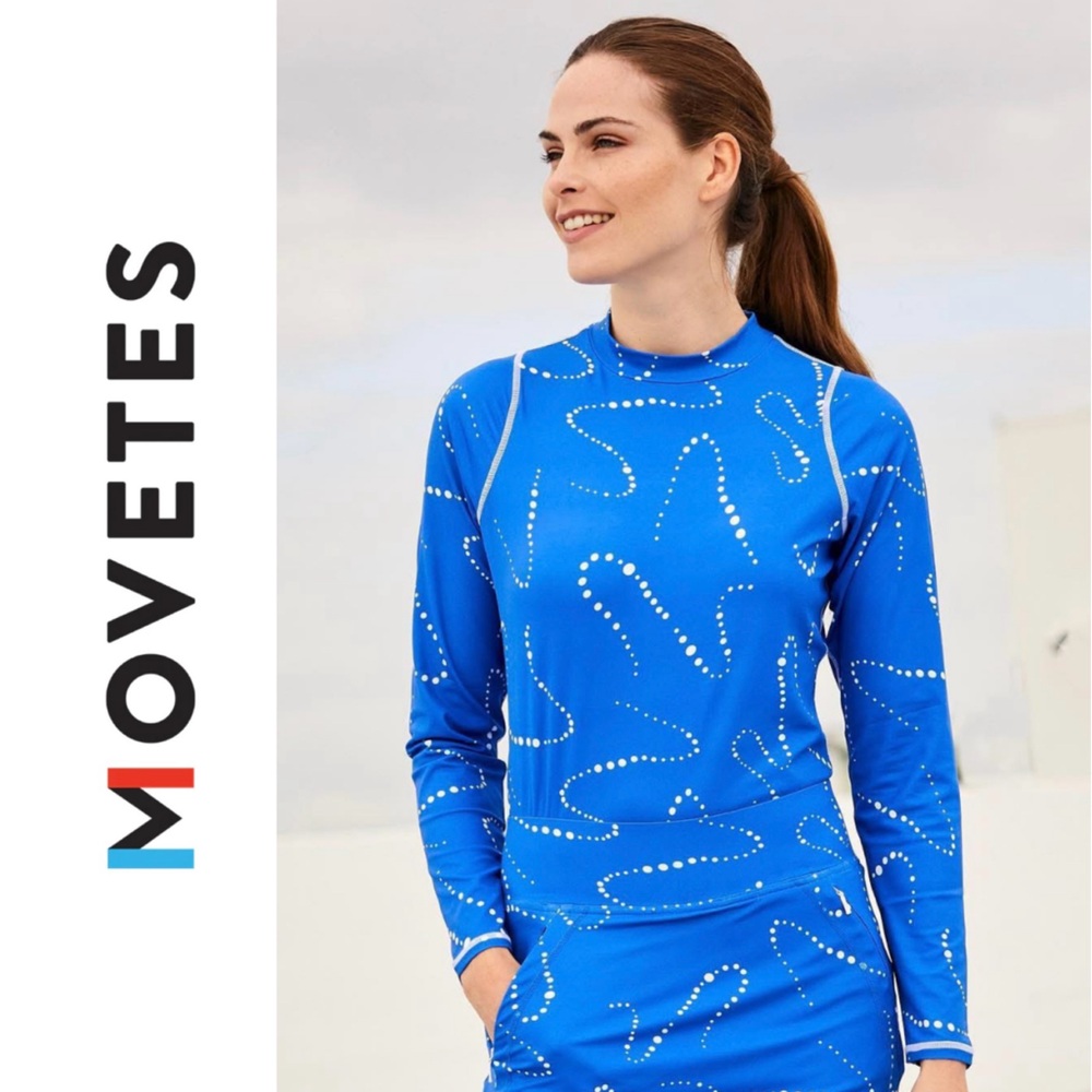 MOVETES Sport UPF 50 Women's Sun Flex Mock in Pearl Print Size XS